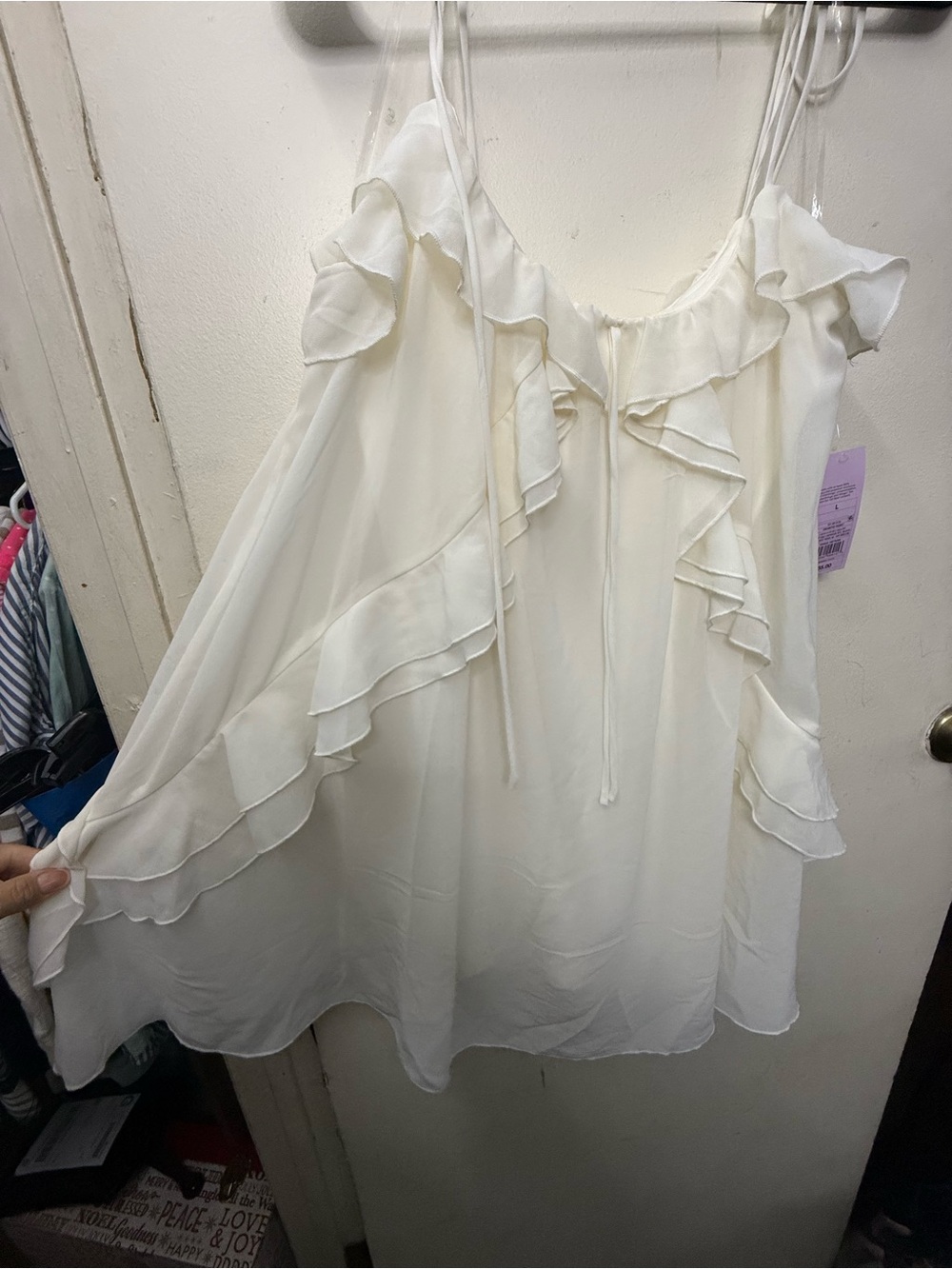 Target Ivory Ruffle Spaghetti Strap Blouse - Picture 4 of 5